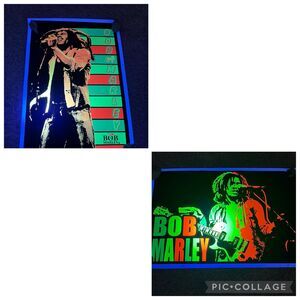 LOT Of 2 2014  Bob Marley Live Striped Blacklight Poster 23"x 35"